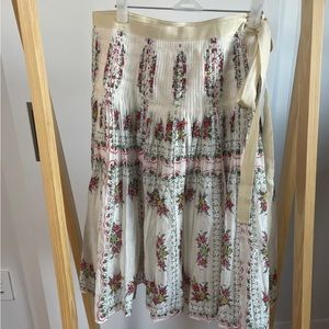 Tory Burch white printed floral skirt size 0 NWOT